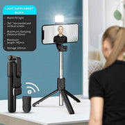 3 in 1 Wireless Selfie Stick Tripod with Flash Light - Sp-rona.co.uk