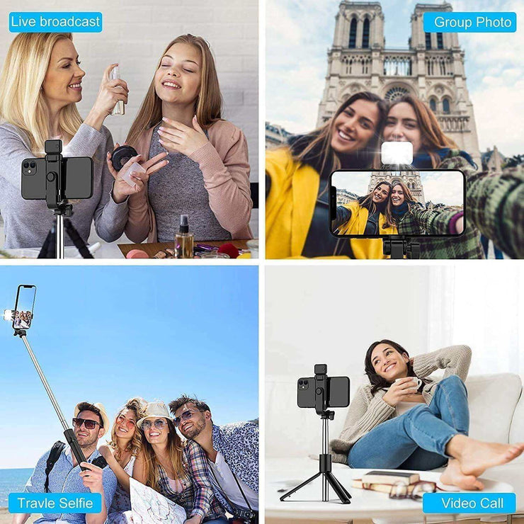 3 in 1 Wireless Selfie Stick Tripod with Flash Light - Sp-rona.co.uk