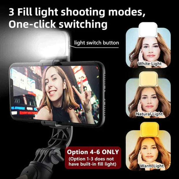 3 in 1 Wireless Selfie Stick Tripod with Flash Light - Sp-rona.co.uk