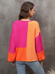 Angel Wings Color Block Round Neck Sweater - Sp - rona.co.uk