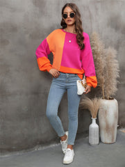 Angel Wings Color Block Round Neck Sweater - Sp - rona.co.uk