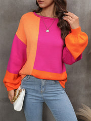 Angel Wings Color Block Round Neck Sweater - Sp - rona.co.uk