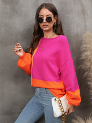 Angel Wings Color Block Round Neck Sweater - Sp - rona.co.uk