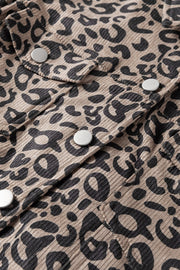 Asymmetrical Hem Collared Neck Leopard Jacket - Sp - rona.co.uk