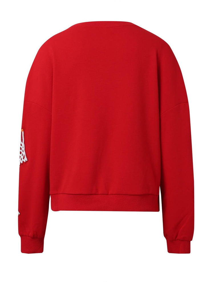 Basketball Round Neck Long Sleeve Sweatshirt - Sp - rona.co.uk