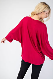 Celeste Full Size Notched Three - Quarter Sleeve Blouse - Sp - rona.co.uk