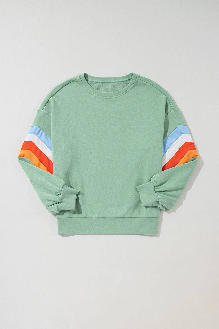 Contrast Round Neck Long Sleeve Sweatshirt - Sp - rona.co.uk