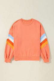 Contrast Round Neck Long Sleeve Sweatshirt - Sp - rona.co.uk