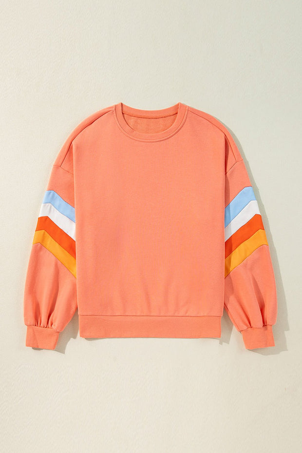 Contrast Round Neck Long Sleeve Sweatshirt - Sp - rona.co.uk