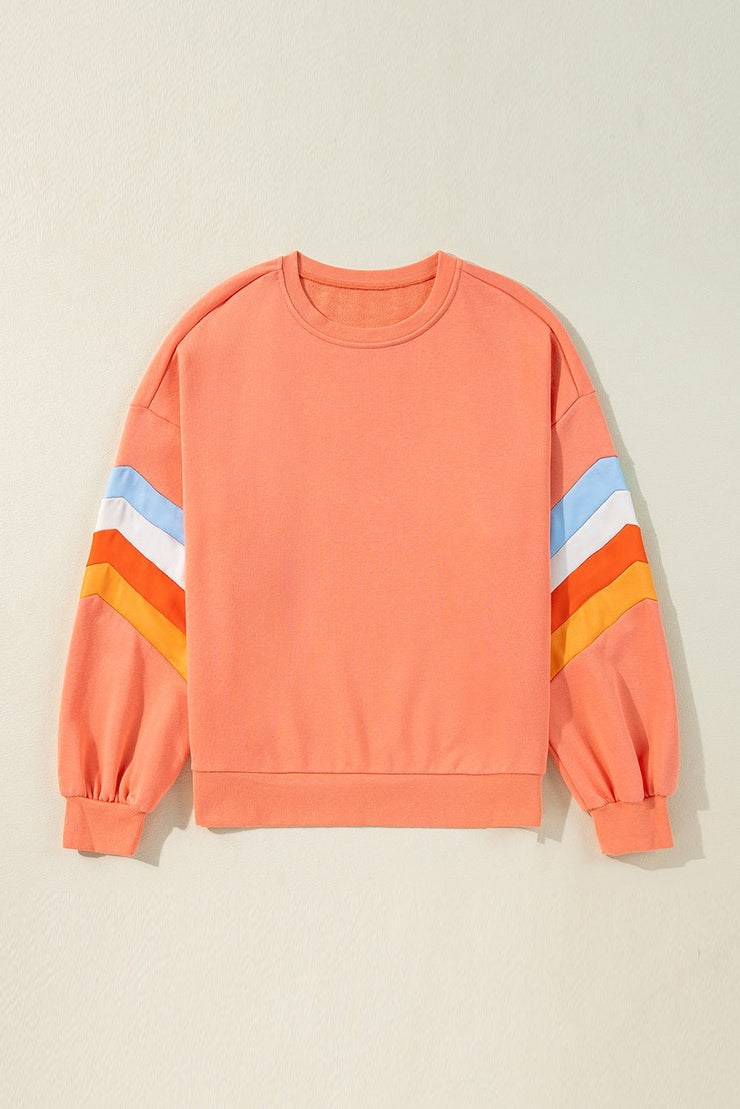 Contrast Round Neck Long Sleeve Sweatshirt - Sp - rona.co.uk