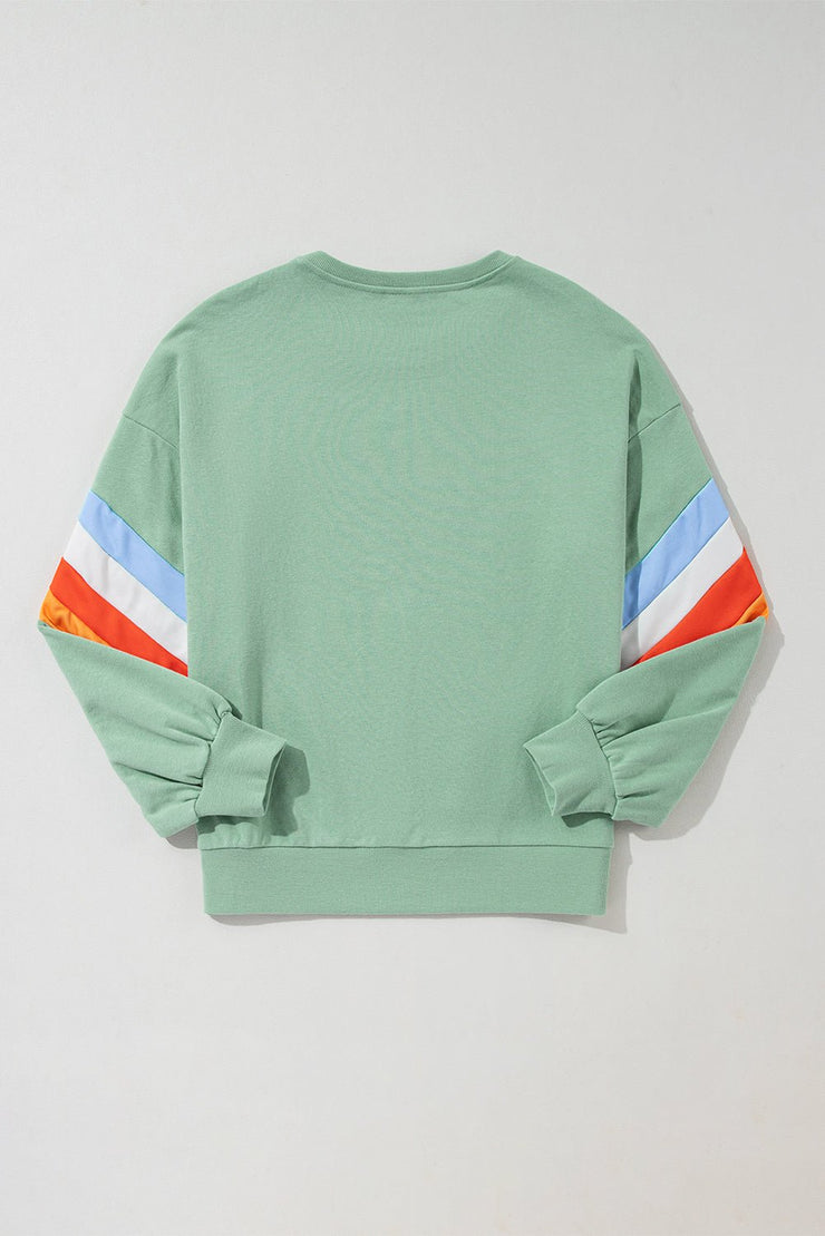 Contrast Round Neck Long Sleeve Sweatshirt - Sp - rona.co.uk