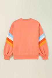 Contrast Round Neck Long Sleeve Sweatshirt - Sp - rona.co.uk