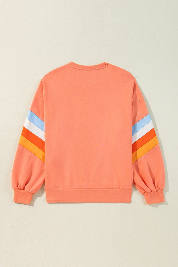 Contrast Round Neck Long Sleeve Sweatshirt - Sp - rona.co.uk