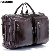 Fashion Multi Function Full Grain Genuine Leather Travel Bag Men