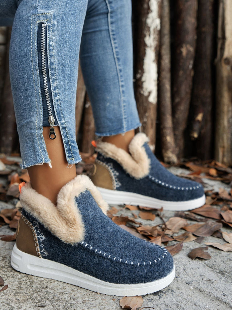 Furry Suede Round Toe Flat Sneakers - Sp - rona.co.uk