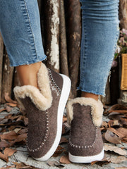 Furry Suede Round Toe Flat Sneakers - Sp - rona.co.uk