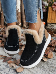 Furry Suede Round Toe Flat Sneakers - Sp - rona.co.uk