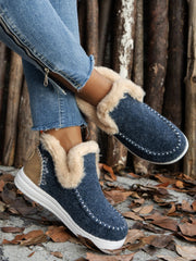 Furry Suede Round Toe Flat Sneakers - Sp - rona.co.uk