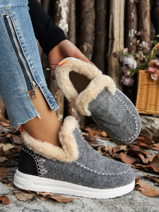 Furry Suede Round Toe Flat Sneakers - Sp - rona.co.uk