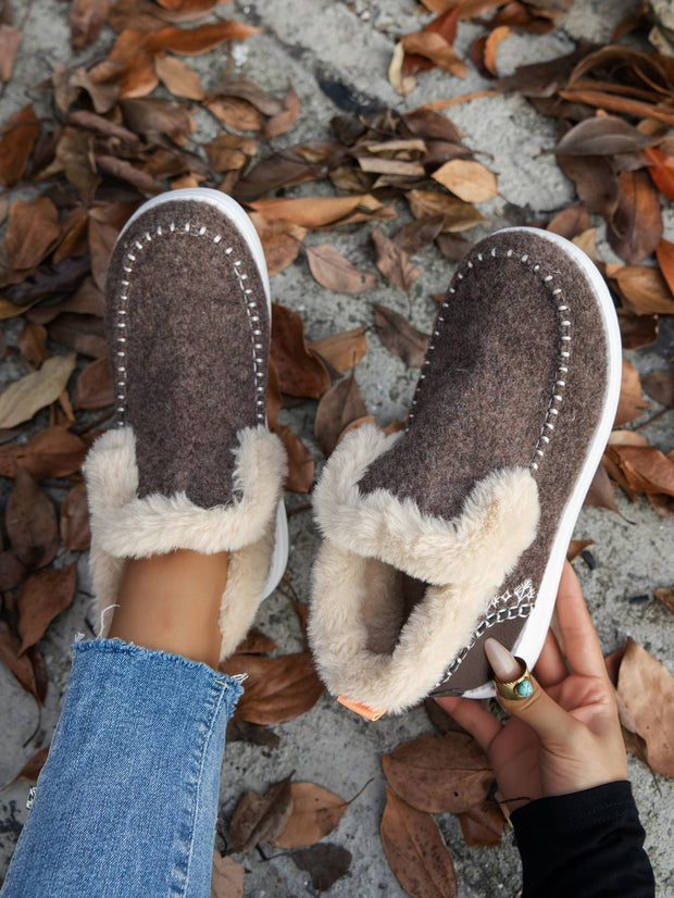 Furry Suede Round Toe Flat Sneakers - Sp - rona.co.uk