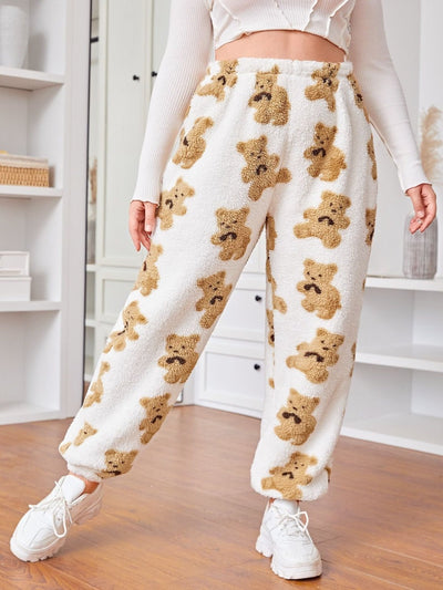 Fuzzy Bear Elastic Waist Pants - Sp - rona.co.uk