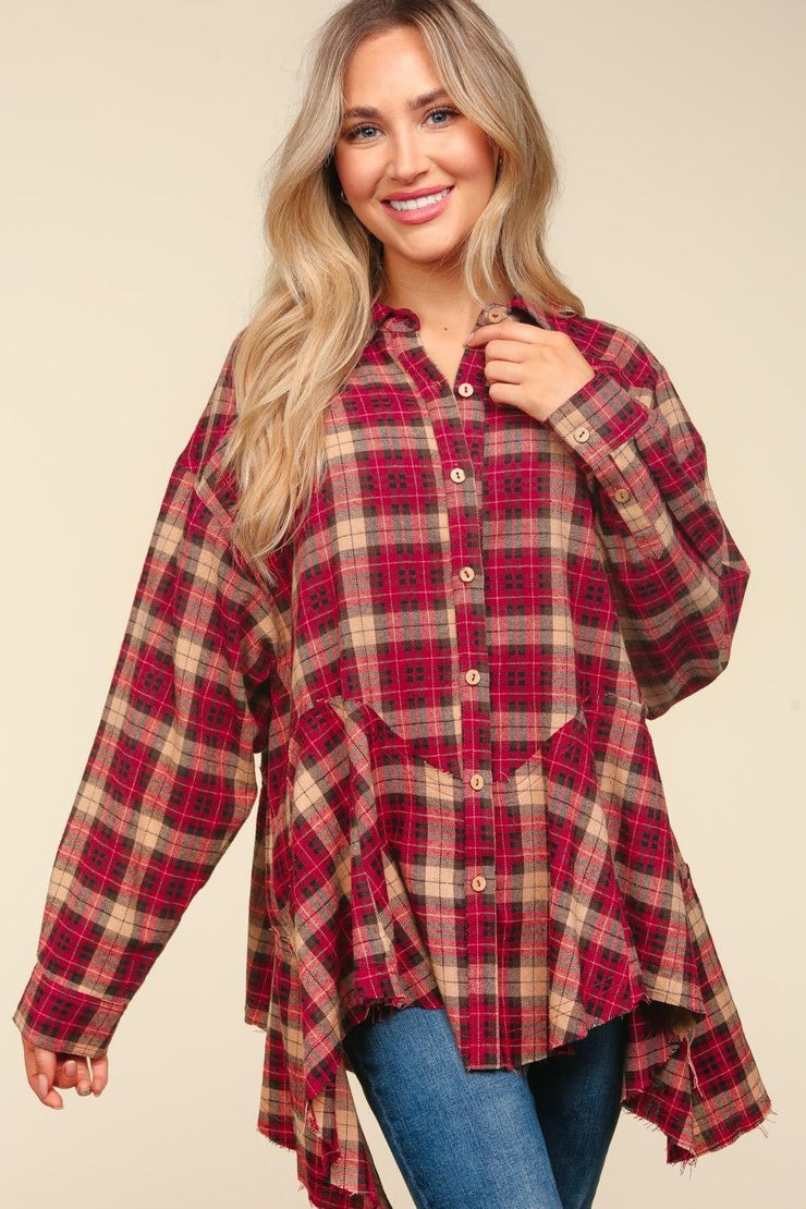 Haptics Plaid Button Down Sharkbite Shirt - Sp - rona.co.uk