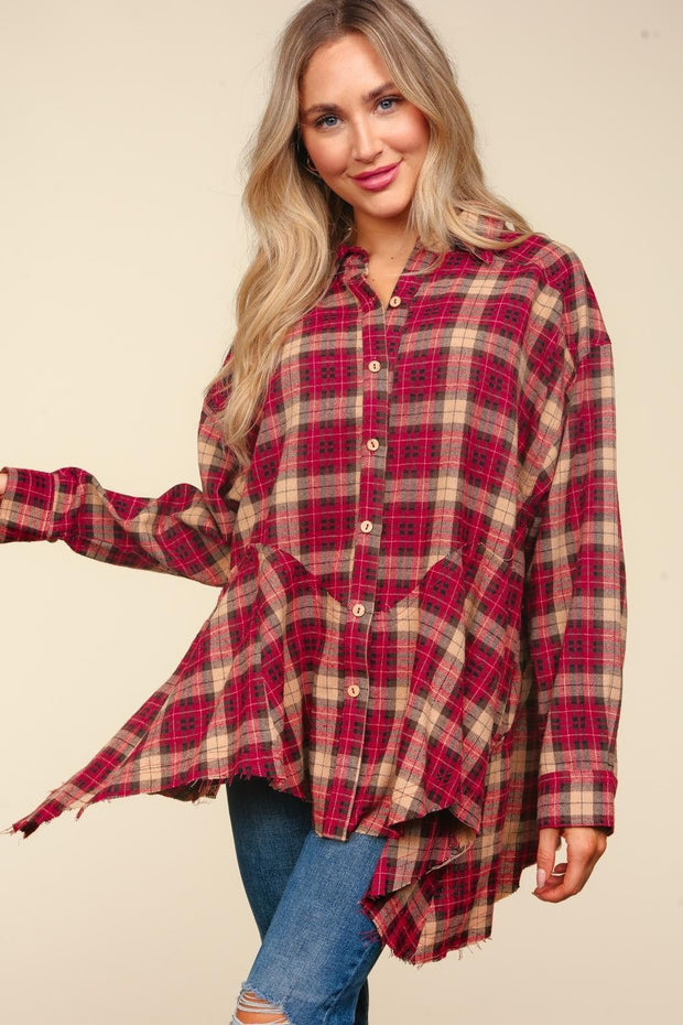 Haptics Plaid Button Down Sharkbite Shirt - Sp - rona.co.uk