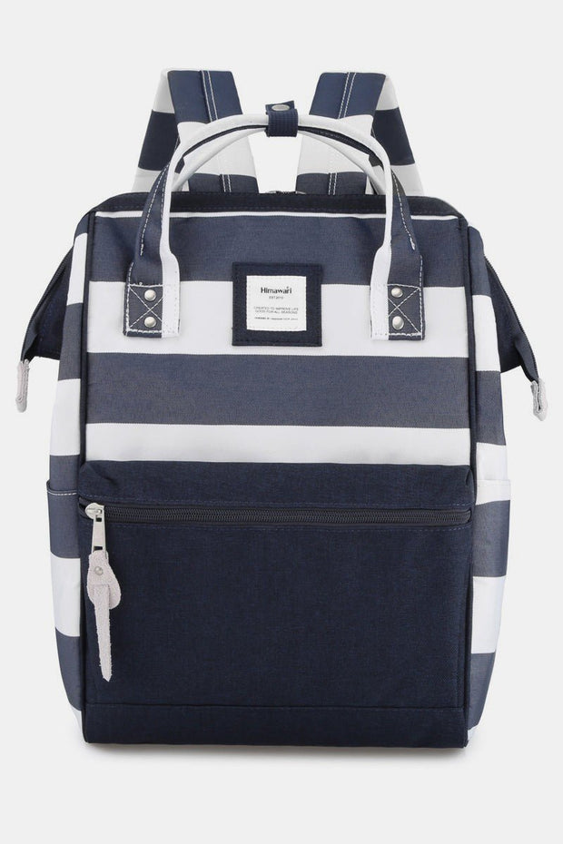 Himawari Striped Waterproof Nylon Backpack Bag with Side Pockets - Sp - rona.co.uk