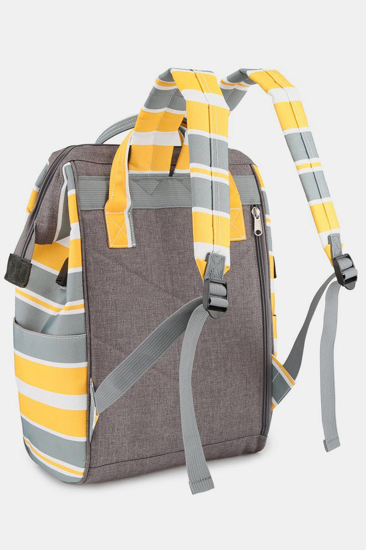 Himawari Striped Waterproof Nylon Backpack Bag with Side Pockets - Sp - rona.co.uk