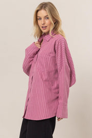 HYFVE Stripe Button Down Long Sleeve Oversized Shirt - Sp - rona.co.uk