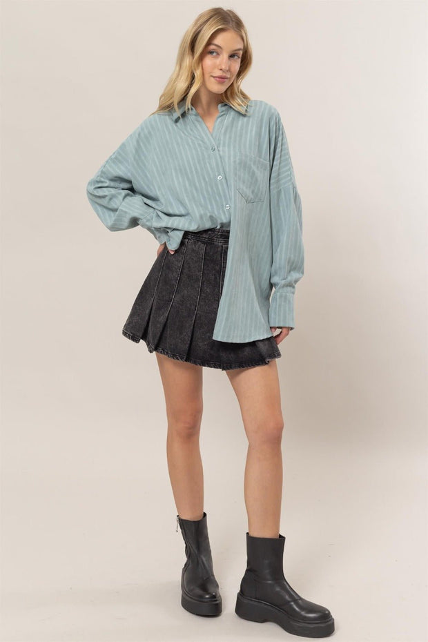 HYFVE Stripe Button Down Long Sleeve Oversized Shirt - Sp - rona.co.uk