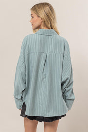 HYFVE Stripe Button Down Long Sleeve Oversized Shirt - Sp - rona.co.uk