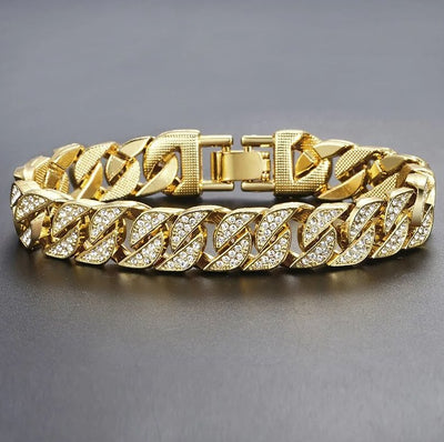 Miami Curb Cuban Chain Bracelet For Men Gold - Sp-rona.co.uk