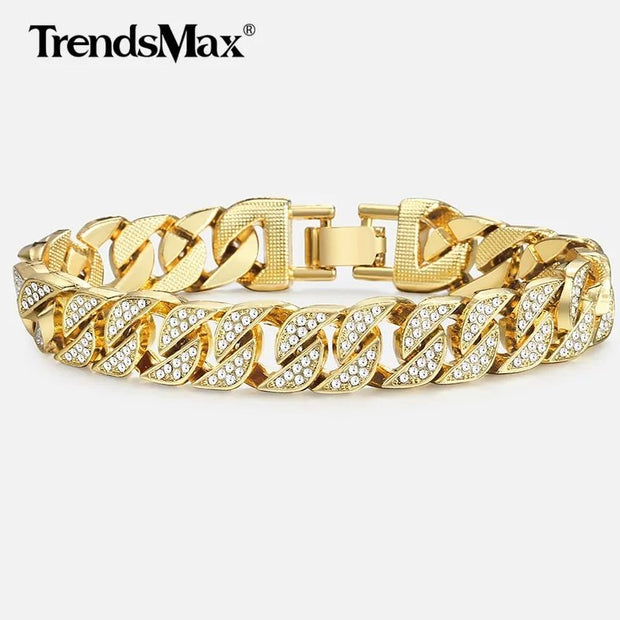 Miami Curb Cuban Chain Bracelet For Men Gold - Sp-rona.co.uk