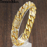 Miami Curb Cuban Chain Bracelet For Men Gold - Sp-rona.co.uk