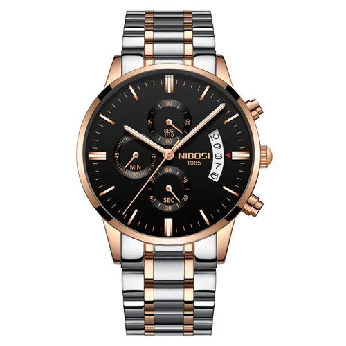 NIBOSI Quartz Watch Men Gold Black Mens Watches Top Brand Luxury Chres