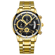 NIBOSI Quartz Watch Men Gold Black Mens Watches Top Brand Luxury Chres