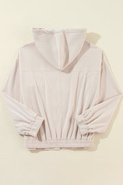 Pocketed Zip Up Long Sleeve Hooded Jacket - Sp - rona.co.uk