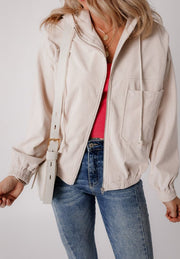 Pocketed Zip Up Long Sleeve Hooded Jacket - Sp - rona.co.uk