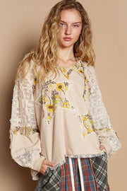 POL Star Patch Lace Long Sleeve Hooded Top - Sp - rona.co.uk