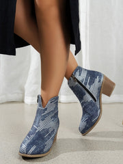 Printed Block Heel Boots with Side Zip - Sp - rona.co.uk