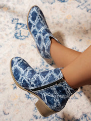 Printed Block Heel Boots with Side Zip - Sp - rona.co.uk