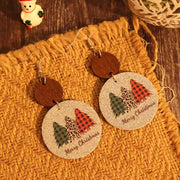 PU Leather Christmas Tree Earrings - Sp - rona.co.uk