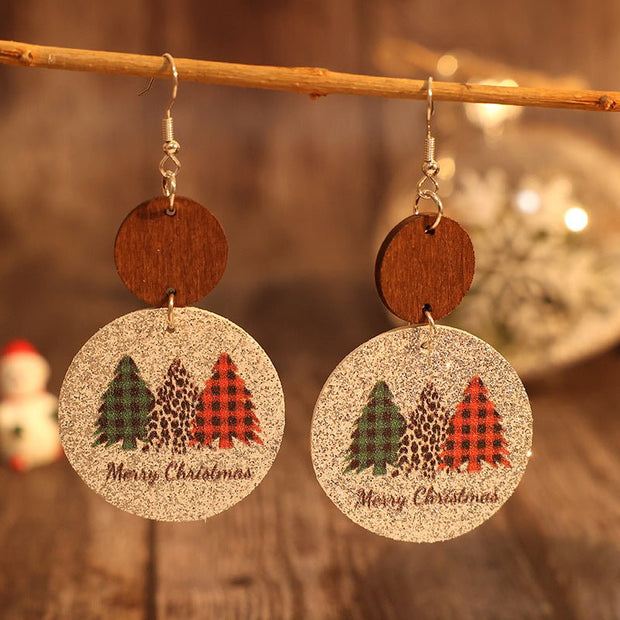 PU Leather Christmas Tree Earrings - Sp - rona.co.uk