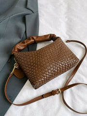 PU Leather Woven Crossbody Bag - Sp - rona.co.uk