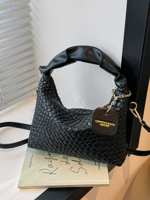 PU Leather Woven Crossbody Bag - Sp - rona.co.uk