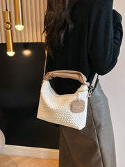 PU Leather Woven Crossbody Bag - Sp - rona.co.uk