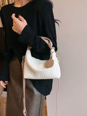 PU Leather Woven Crossbody Bag - Sp - rona.co.uk