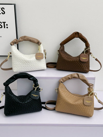 PU Leather Woven Crossbody Bag - Sp - rona.co.uk