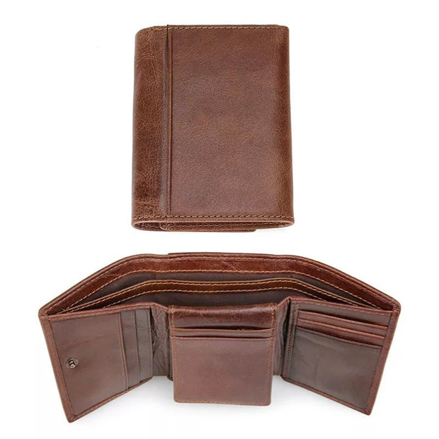 RFID Wallet Antitheft Scanning Leather Hasp Leisure Men's Slim Mini Case Credit Card Trifold Purse - Sp-rona.co.uk